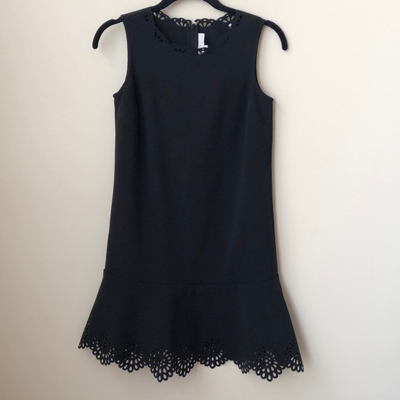 BNWT Black laser cut trim dress by Loft size 00P - Picture 2 of 6